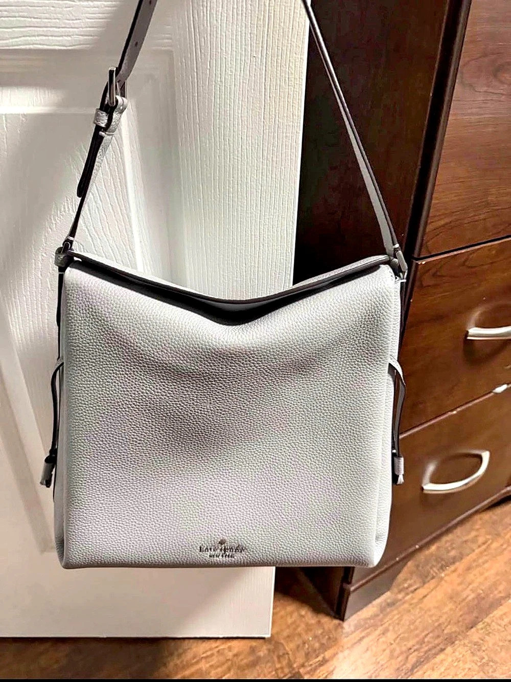 Authentic Kate Spade Dumpling Large Pebbled Shoulder Bag in Gray
